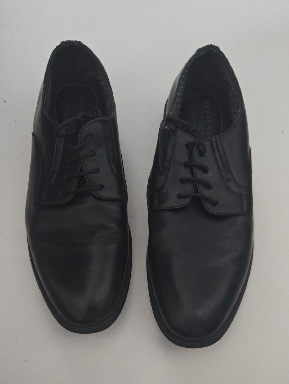 Perry Ellis Black Leather Derby Dress Shoes